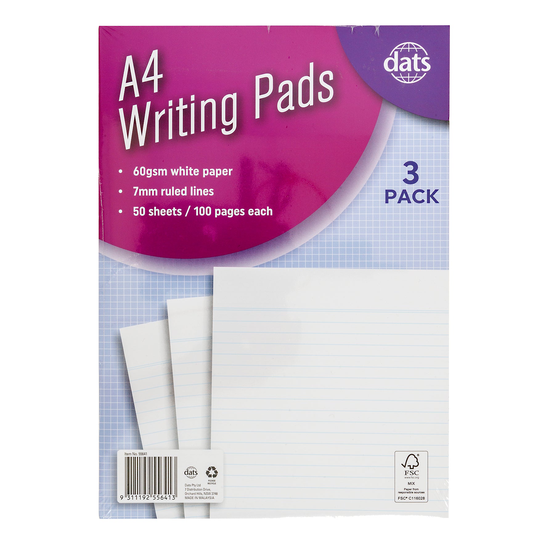 Writing Pad Ruled Lines - A4