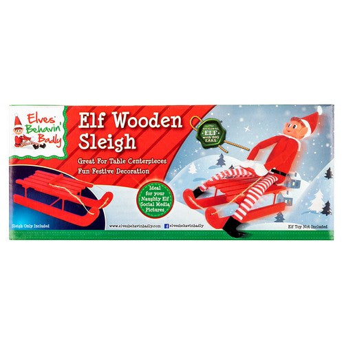 Xmas Elves BB MDF Sleigh with Twine Pulling String - Dollars and Sense
