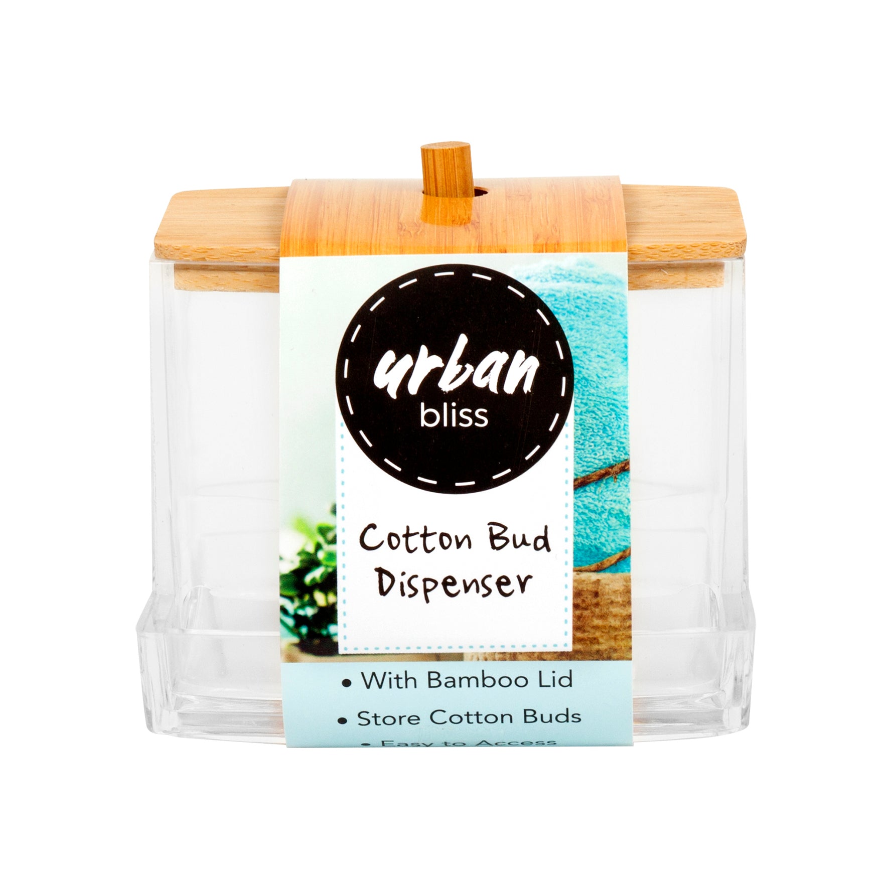 Bathroom Cotton Bud Dispenser - Bamboo Lid