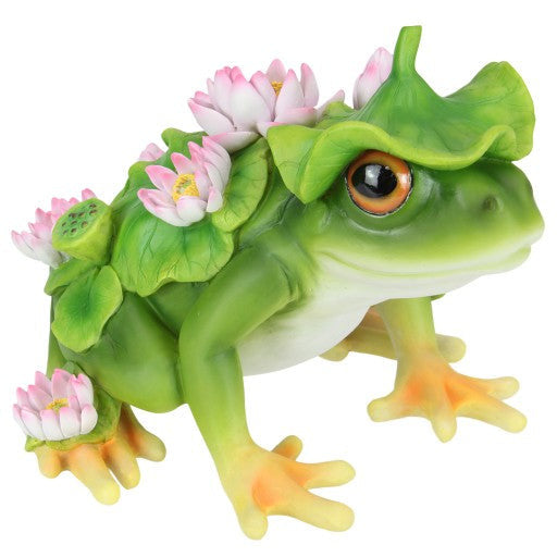Sitting Green Frog with Flowers - Dollars and Sense
