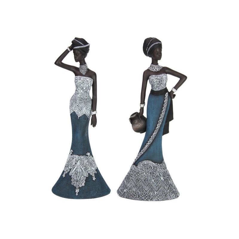 Standing African Lady in Blue - Dollars and Sense