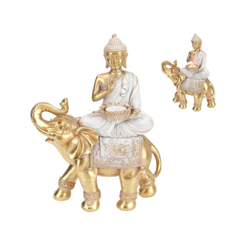 Gold & Grey Rulai Buddha on Elephant - Dollars and Sense
