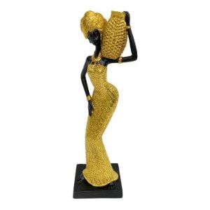 34cm Gold African Lady With Bowl