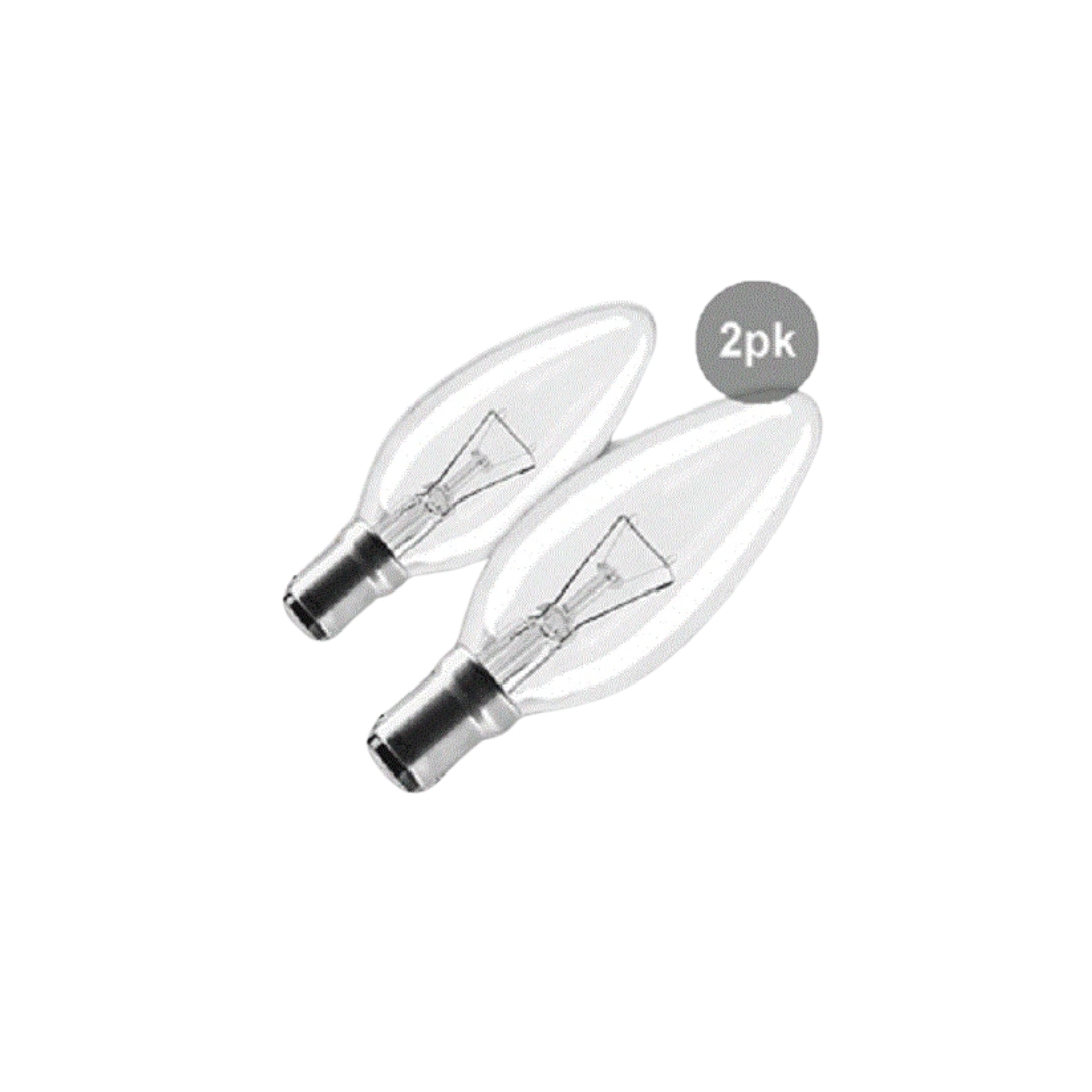 25W, B15, Candle Type, 2Pcs/Pk