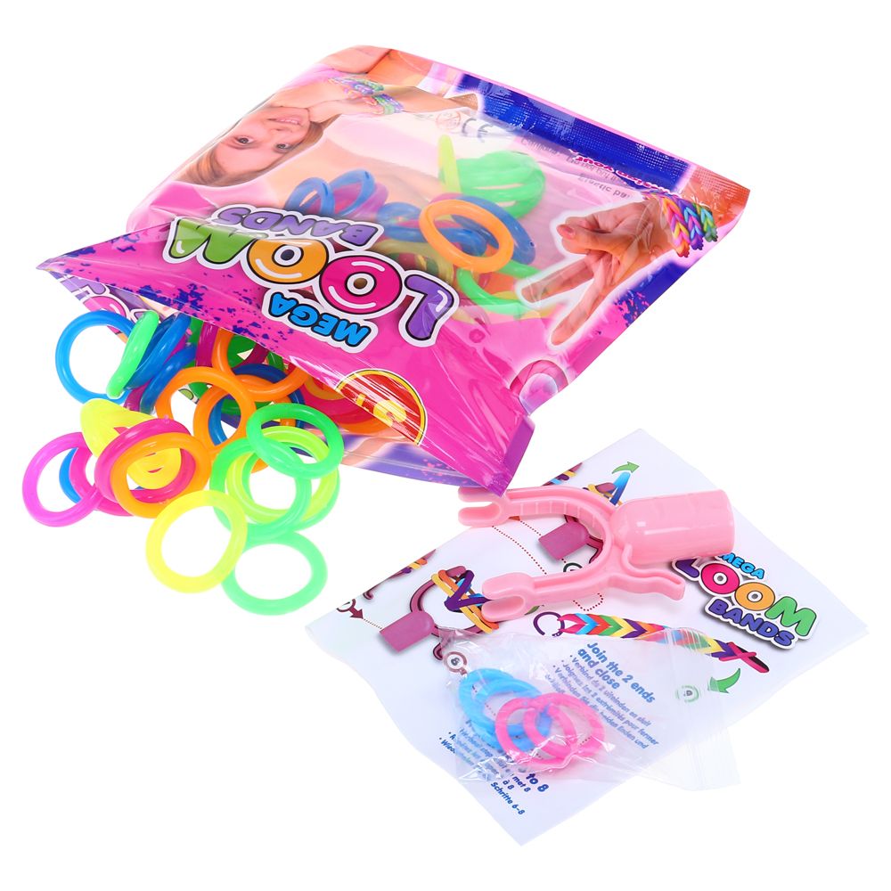 Jumbo Loom Bands Assorted Colours 72pc Includes 4 Clips, 1 Tool & Instructions