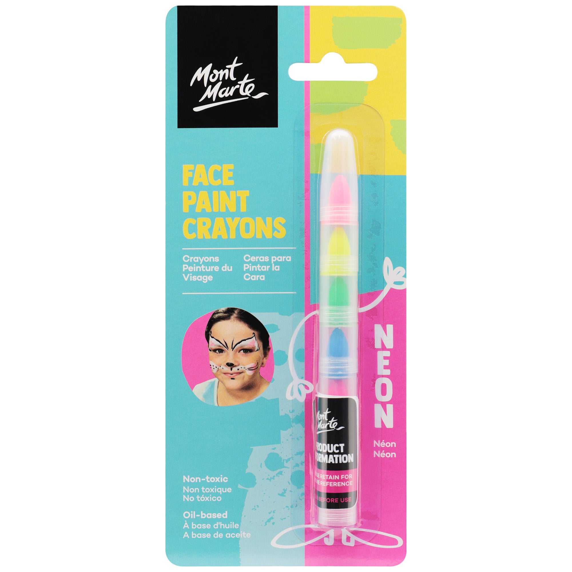 Mont Marte Kids Face Painting Nail Crayons - Neon - Dollars and Sense
