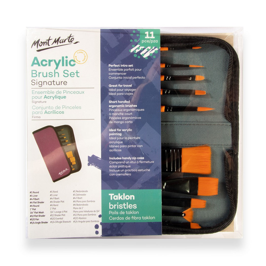Mont Marte Signature Taklon Acrylic Brush Set in Wallet