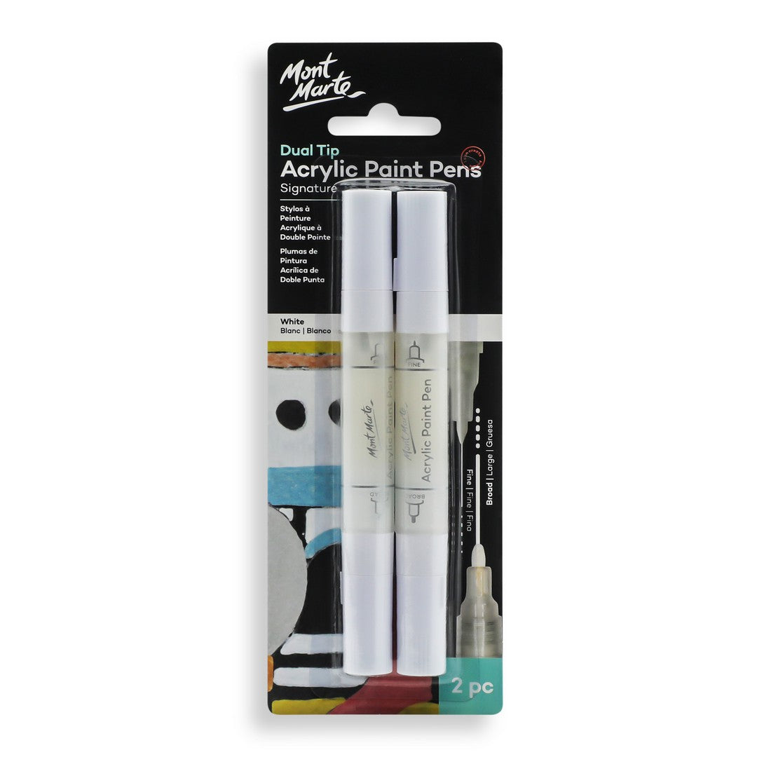 Mont Marte Acrylic Paint Pens Dual Tip - White