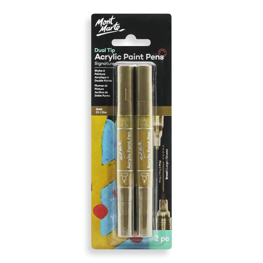 Mont Marte Acrylic Paint Pens Dual Tip Gold - Dollars and Sense