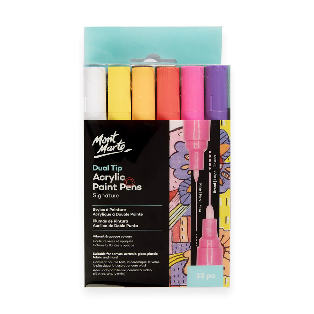 Mont Marte Acrylic Paint Pens Dual Tip Fine & Broad - Dollars and Sense