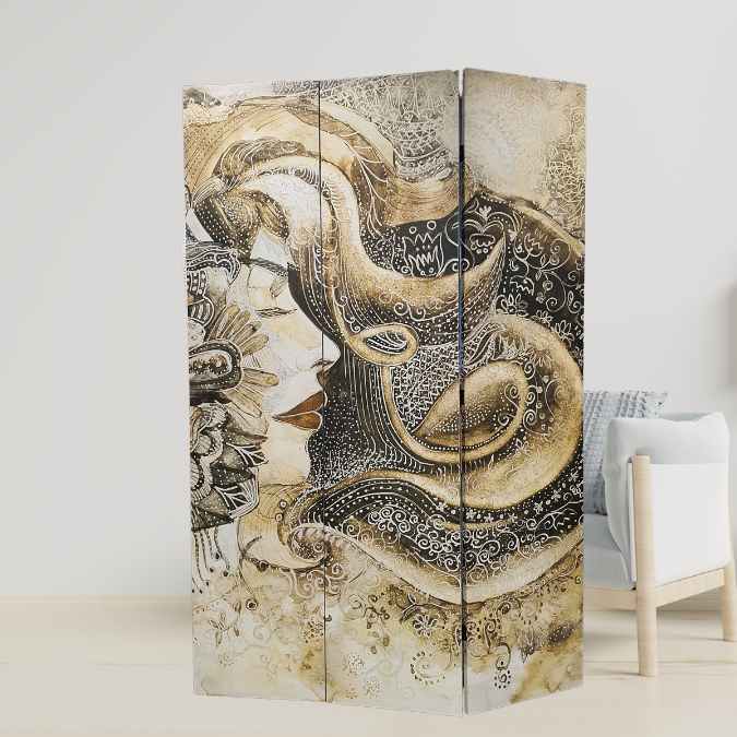 Canvas Screen Room Divider - Lady or Flower - Dollars and Sense