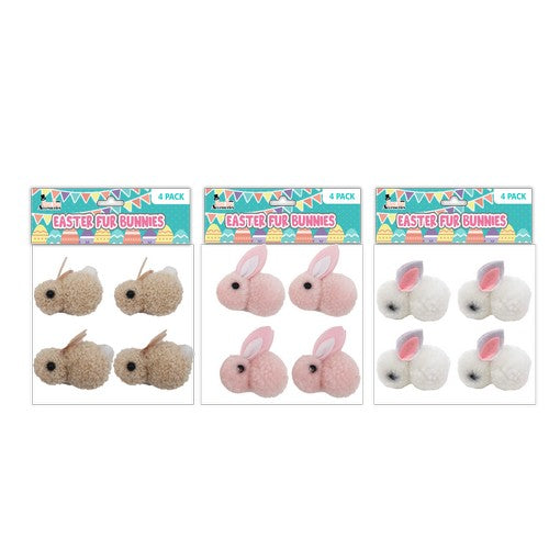 Easter Fur Bunnies 5x5cm Pk4