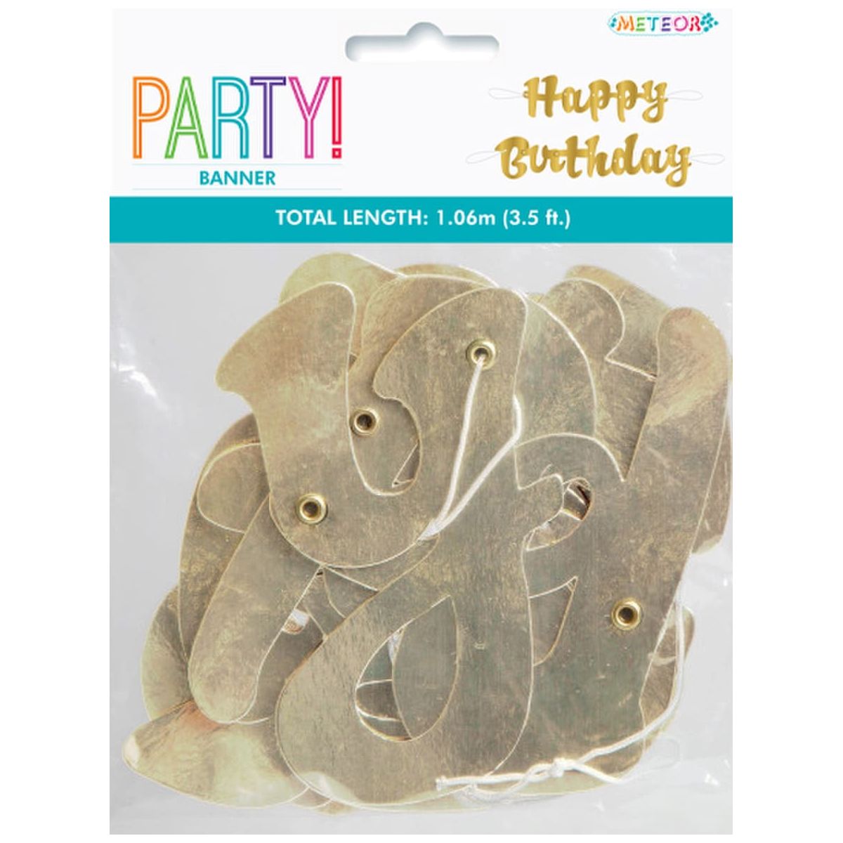 Happy Birthday Script Jointed Banner - Champagne Gold - Dollars and Sense