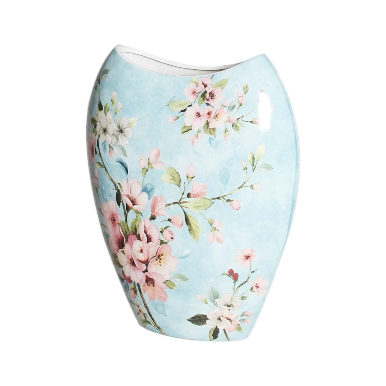 Peach Blossom Blue Vase - Dollars and Sense