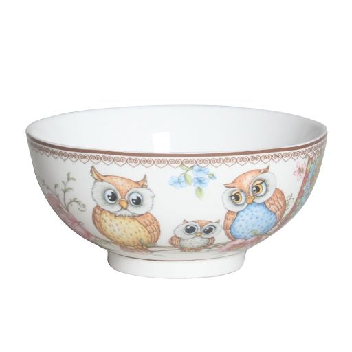 Owls Fine Bone China Gold Rim Bowl - Dollars and Sense