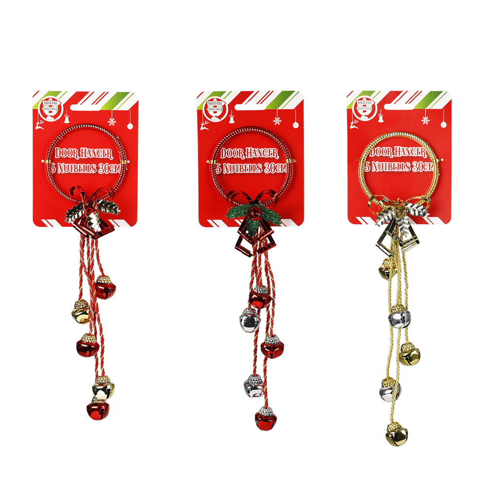 Christmas Door Hanger - 5 Nut Bells - Dollars and Sense