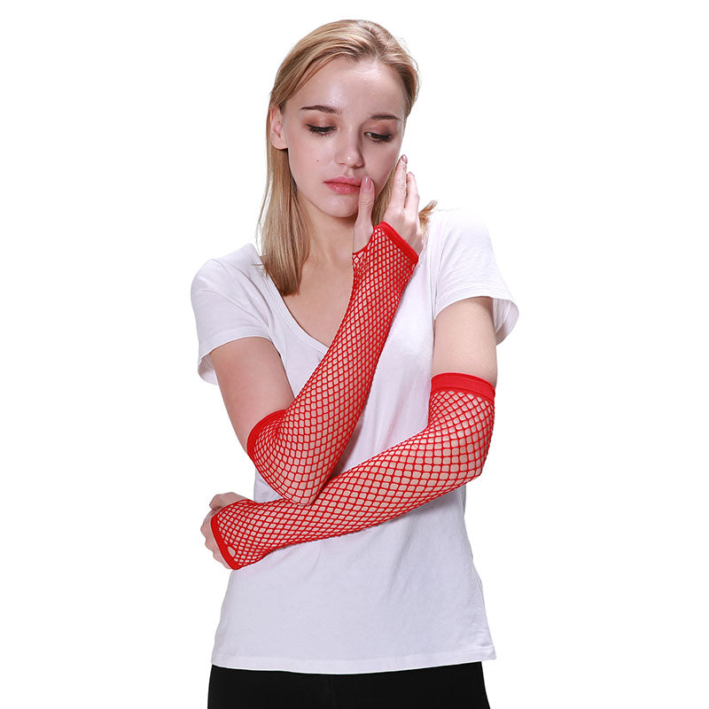 Fishnet Gloves-Red