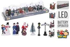 LED VILLAGE SET OF 14 POLYRESIN B/O