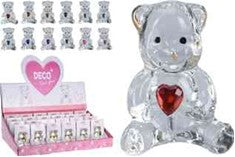 1PC GLASS BEAR W/BIRTHSTONE 4CM 12ASS