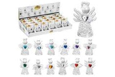 1PC GLASS ANGEL W/BIRTHSTONE 5CM 12ASS