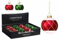 1PC GLASSBAUBLE 80MM RED&GREEN MATTE4ASS