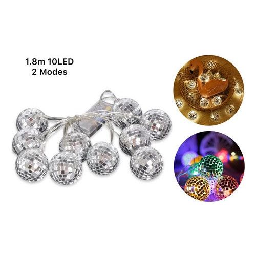 Light Up Mirror Ball 10Pcs 1.8M Battery Operated 2 Modes Default Title