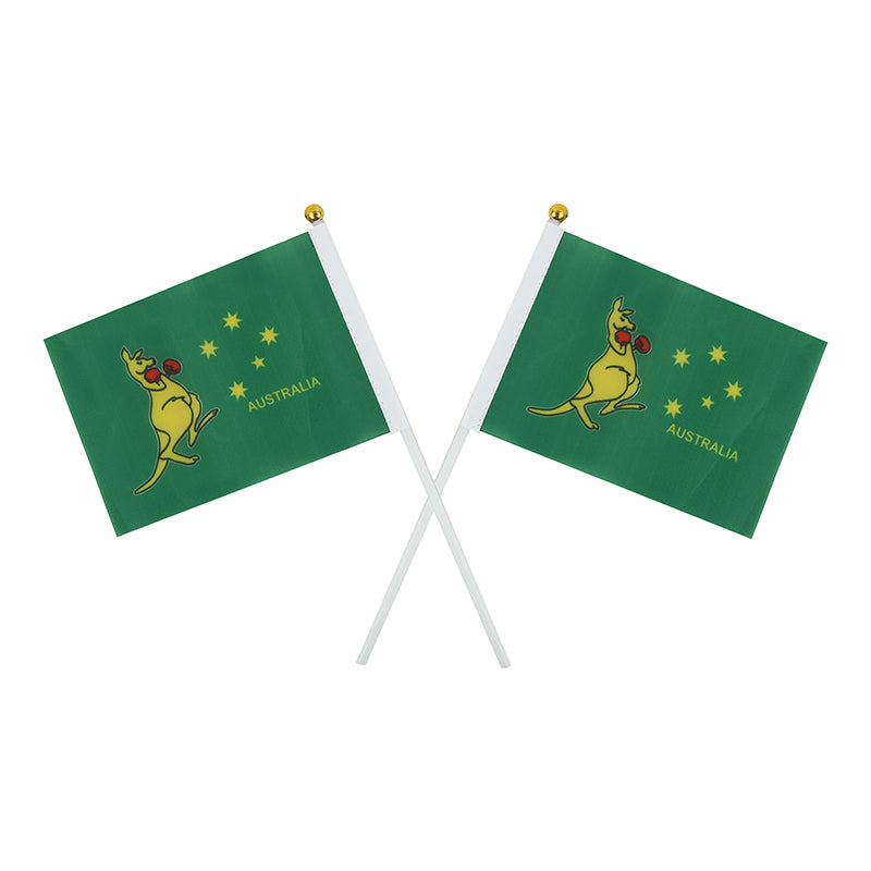 10Pk 10X15Cm Boxing Kangaroo Flag-Polyester Flag W/Plastic Handle