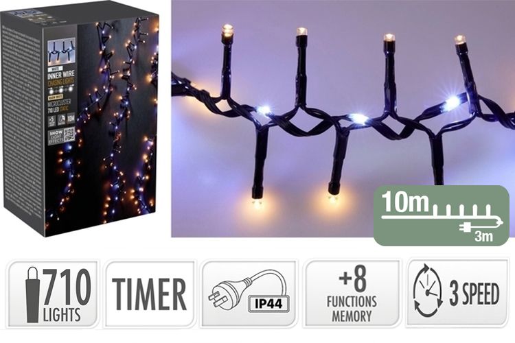 710LED SNAKE LIGHT W/FALL WW/WHITE 10M
