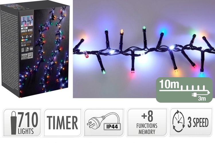 710LED SNAKE LIGHT W/FALL MULTI/WHITE10M