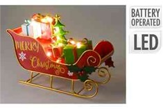 1PC LED SLEIGH W/PRESENTS W/WHITE 27CM