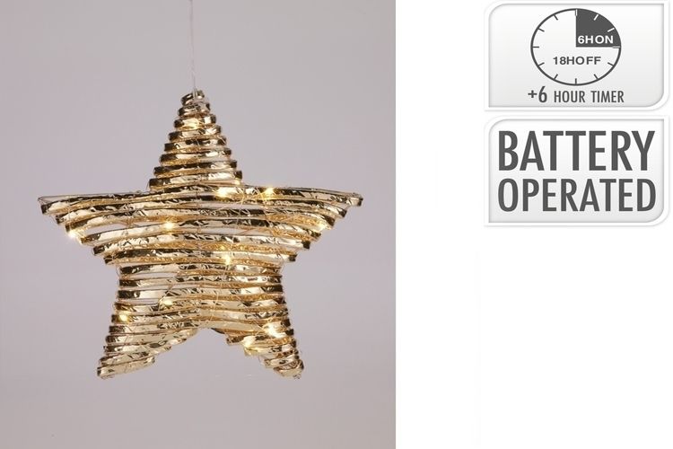 1PC STAR 30CM WW W/MICRO LED GOLD B/O