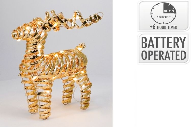 1PC REINDEER 34CM WW W/MICROLED GOLD B/O
