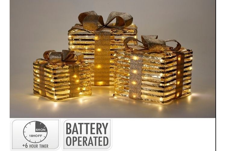 3PC GIFTBOX SET WW W/MICRO LED GOLD B/O