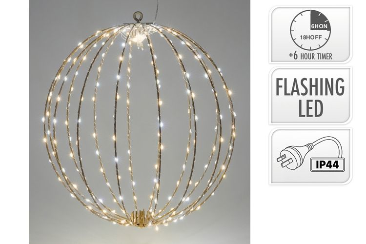 BALL 40CM 240LED W/W+TIMERF FLASHING