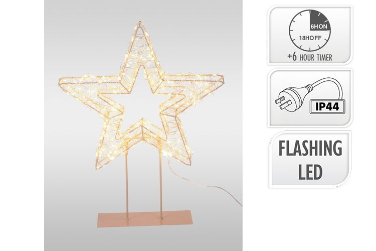 STAR ON BASE 200LED W/W 37CM +TIMER F