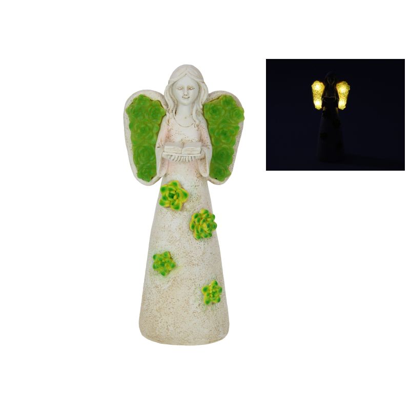 30cm Standing Angel with Solar Flowers SKU ANGFLSOL - Dollars and Sense