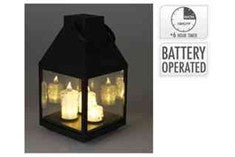 1PC LANTERN LED 3CANDLES 32CM WARM WHITE