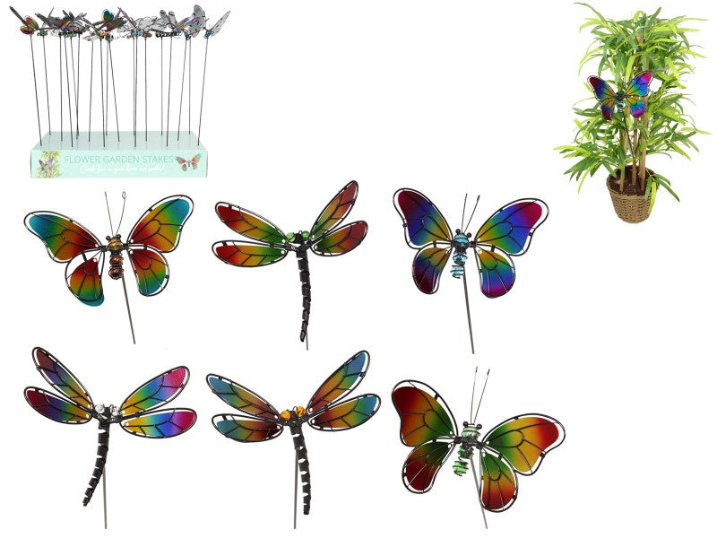 *60cm B'Fly Dragonfly Metal Stake 6 Ass