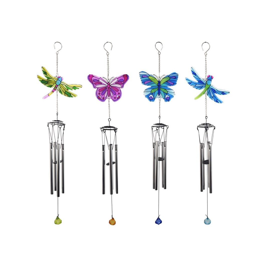 52cm Glass B'Fly /D'Fly Wind Chime 4 Ass SKU BDFLYWC4 - Dollars and Sense