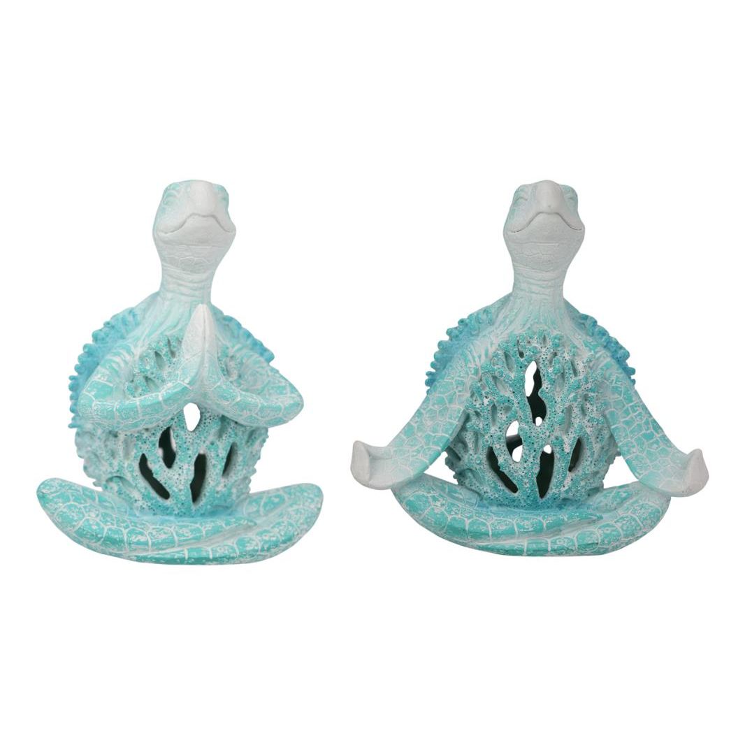 21cm Meditating Turtle w/Coral Finish SKU BEACOTM - Dollars and Sense