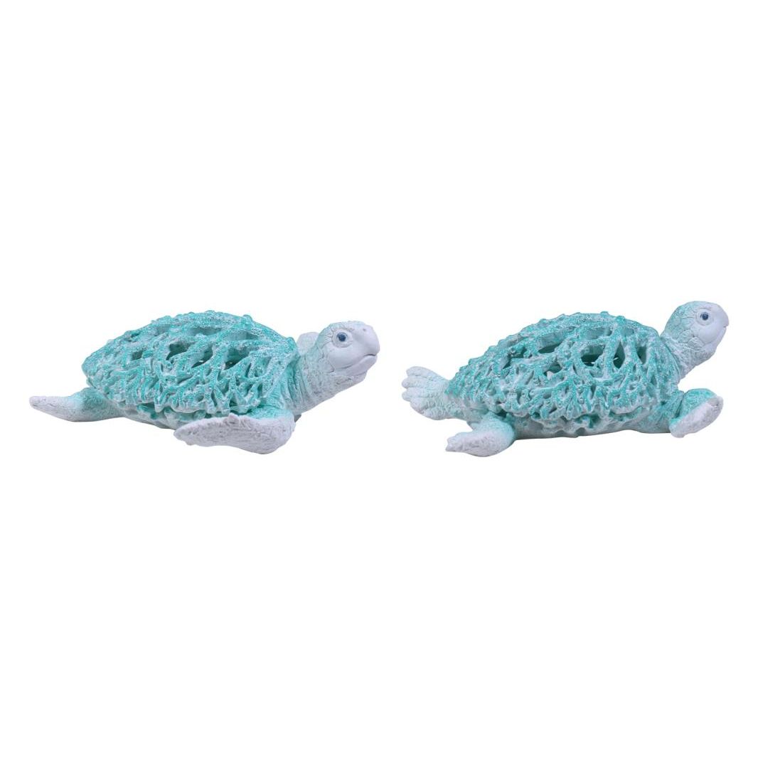 21cm Turtle w/Aqua Coral Design SKU BEACOTS - Dollars and Sense