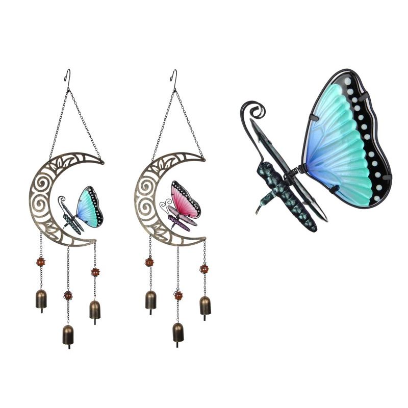 76cm Metal/Glass Wind Chime 2 Asstd SKU BFLYMOWC - Dollars and Sense