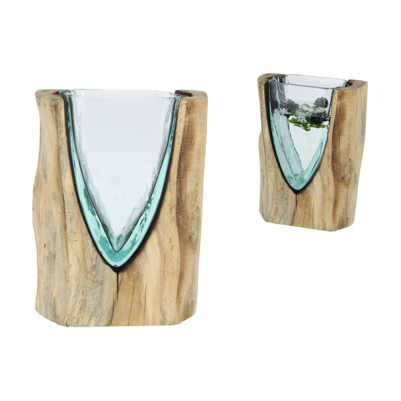 Glass Blown Vase in Timber