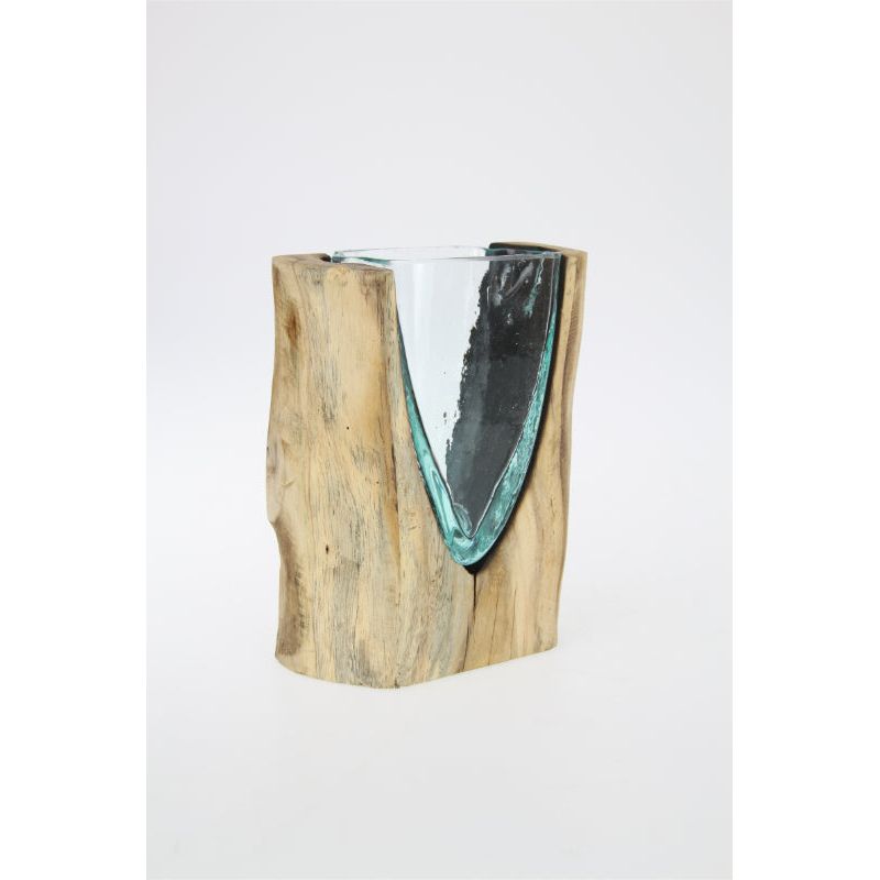 Glass Blown Vase in Timber