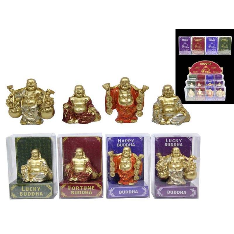 *9cm Lucky Buddha Figurine 4 Asstd SKU BUDDLUCK - Dollars and Sense