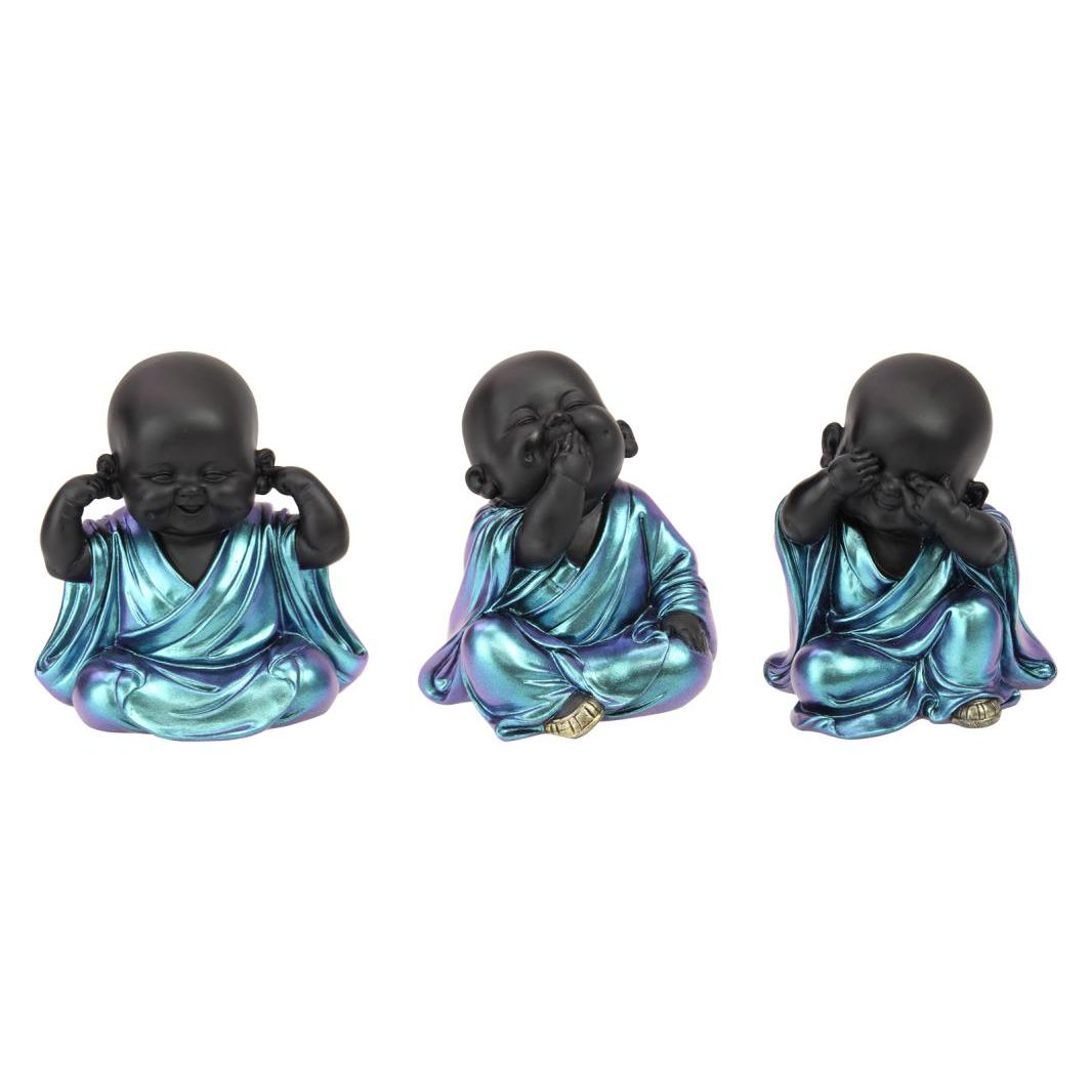 14cm Wise Monk Buddha Shine Finish 3 Ass SKU BUDMSHNE - Dollars and Sense