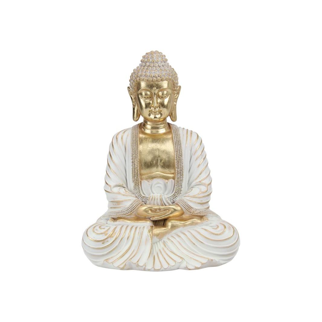 31cm Rulai Buddha w/Gold White Swirl SKU BUDRSWLG - Dollars and Sense