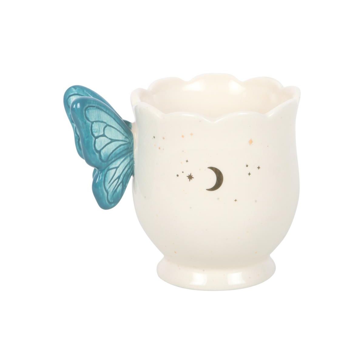Butterfly Wing Ceramic Teacup w/Gold SKU BUTBCUP - Dollars and Sense