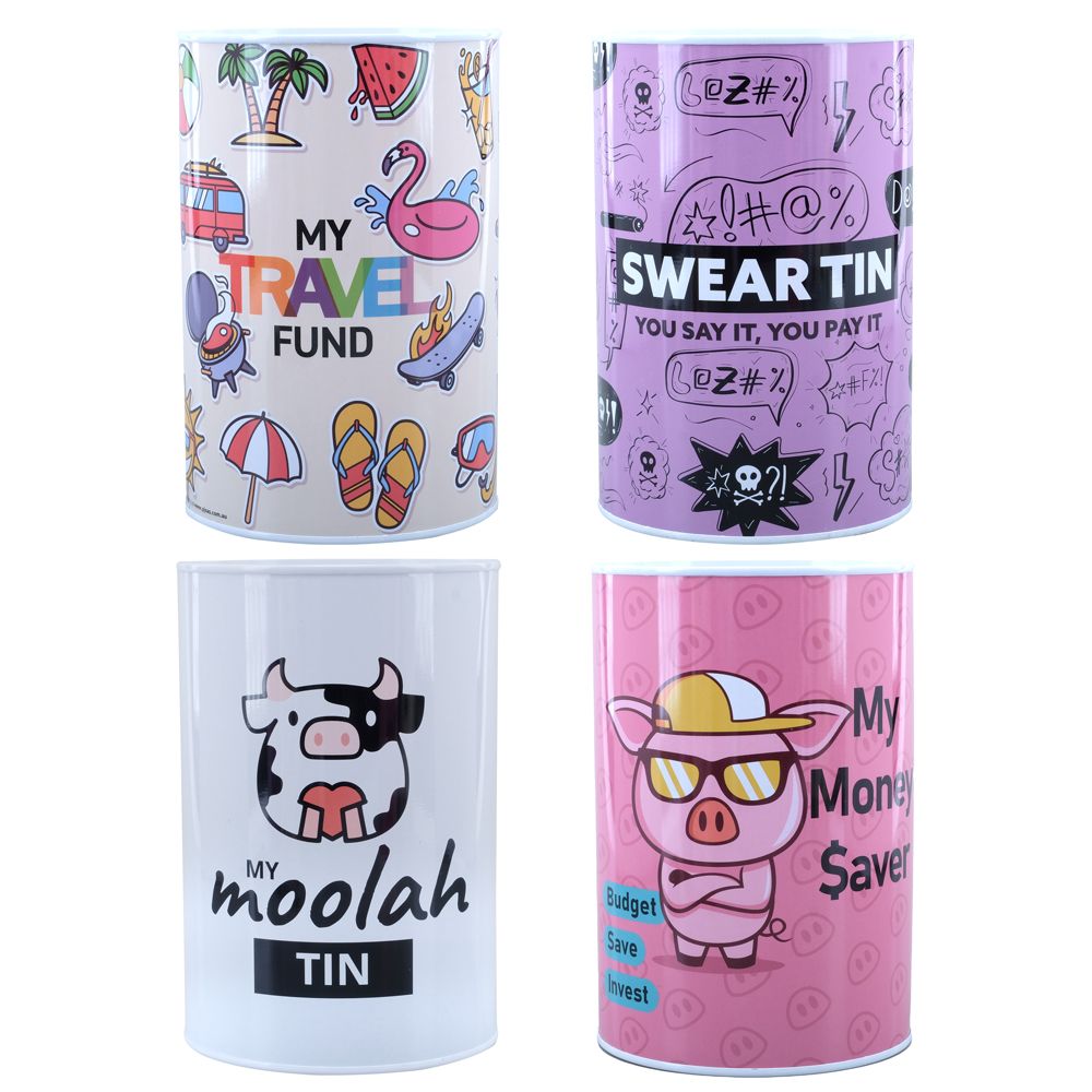 Money Tin – Fun Designs - Dollars and Sense