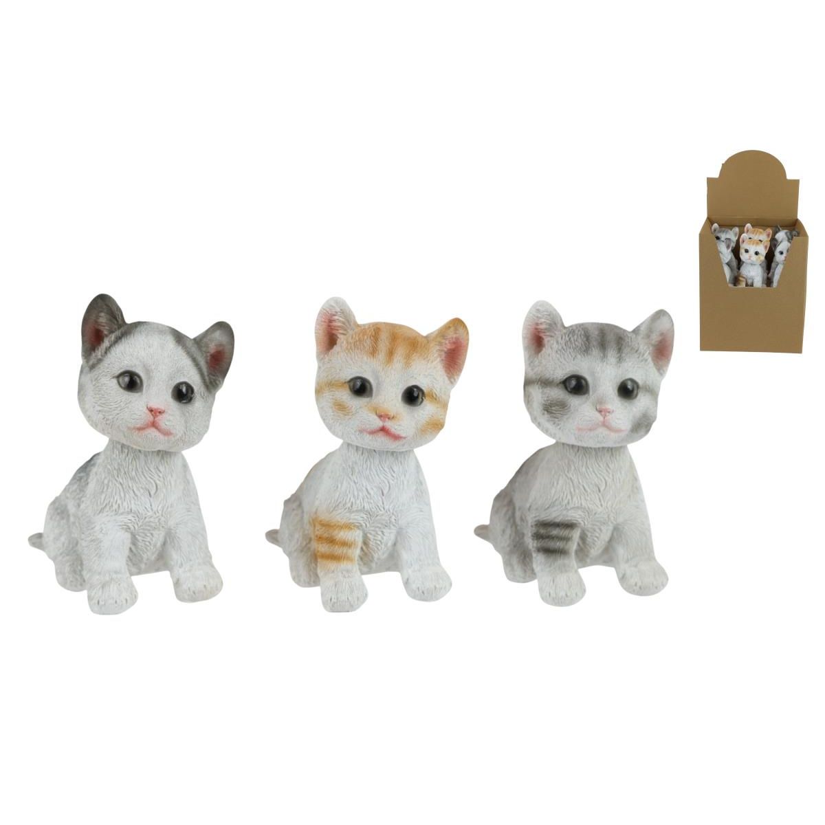 13cm Bobble Head Cat on Grass Display